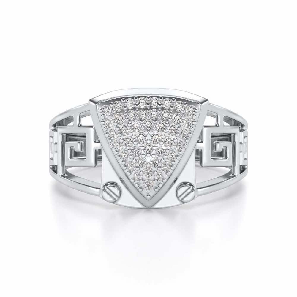 Triyambh Silver Ring For Men - White Gold - Image 4