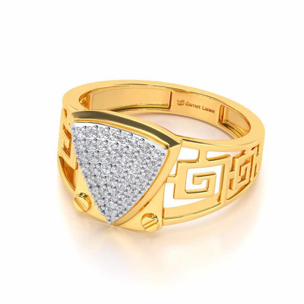 Triyambh Silver Ring For Men - Yellow Gold - Image 2