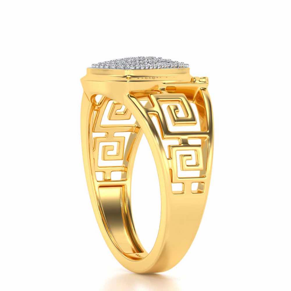 Triyambh Silver Ring For Men - Yellow Gold - Image 3