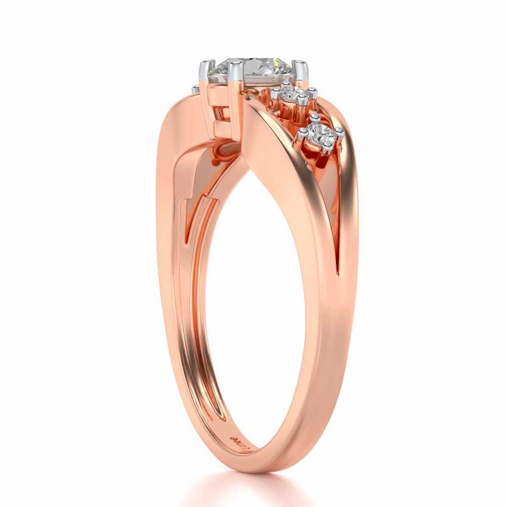 Tsaritsa Solitaire Silver Ring - Rose Gold - Image 3