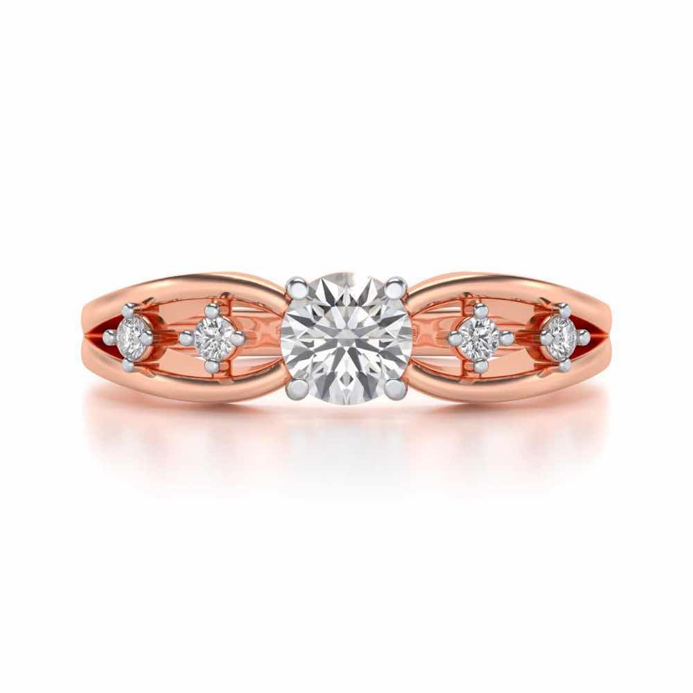 Tsaritsa Solitaire Silver Ring - Rose Gold - Image 4