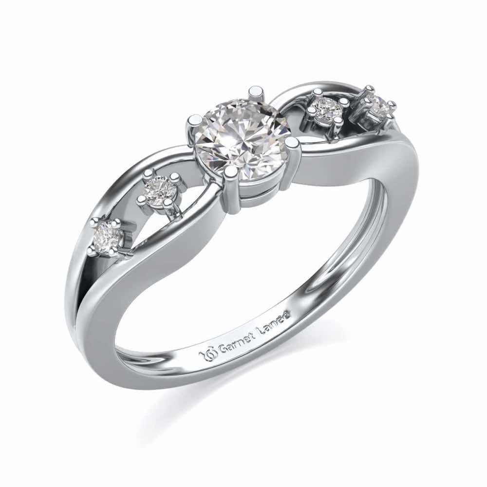 Tsaritsa Solitaire Silver Ring - White Gold - Image 1
