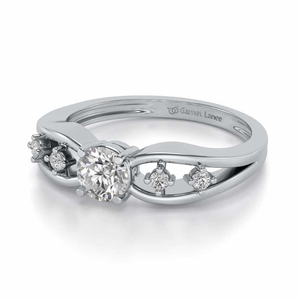 Tsaritsa Solitaire Silver Ring - White Gold - Image 2