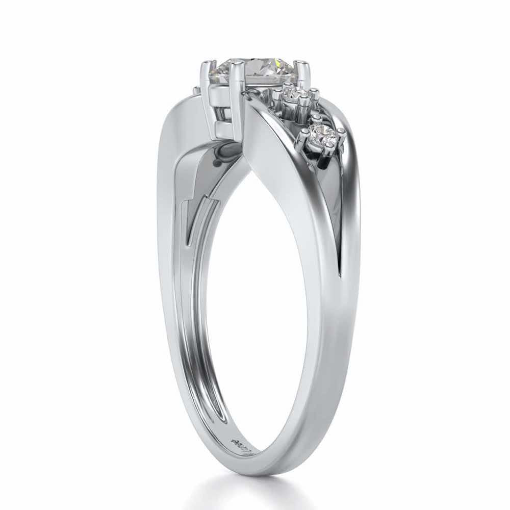 Tsaritsa Solitaire Silver Ring - White Gold - Image 3