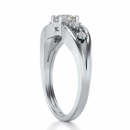 Tsaritsa Solitaire Silver Ring - White Gold - Image 3