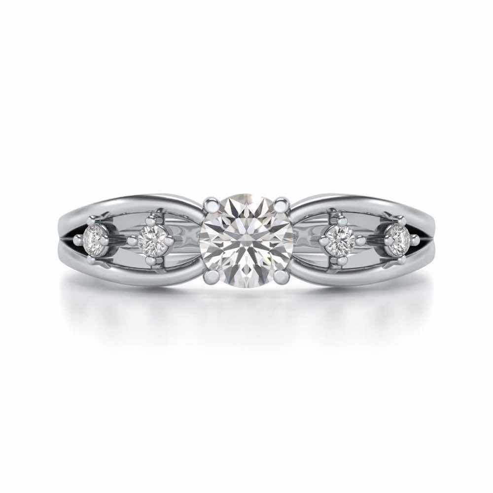 Tsaritsa Solitaire Silver Ring - White Gold - Image 4