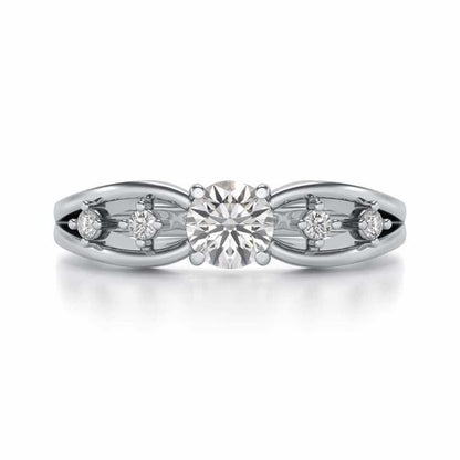 Tsaritsa Solitaire Silver Ring - White Gold - Image 4