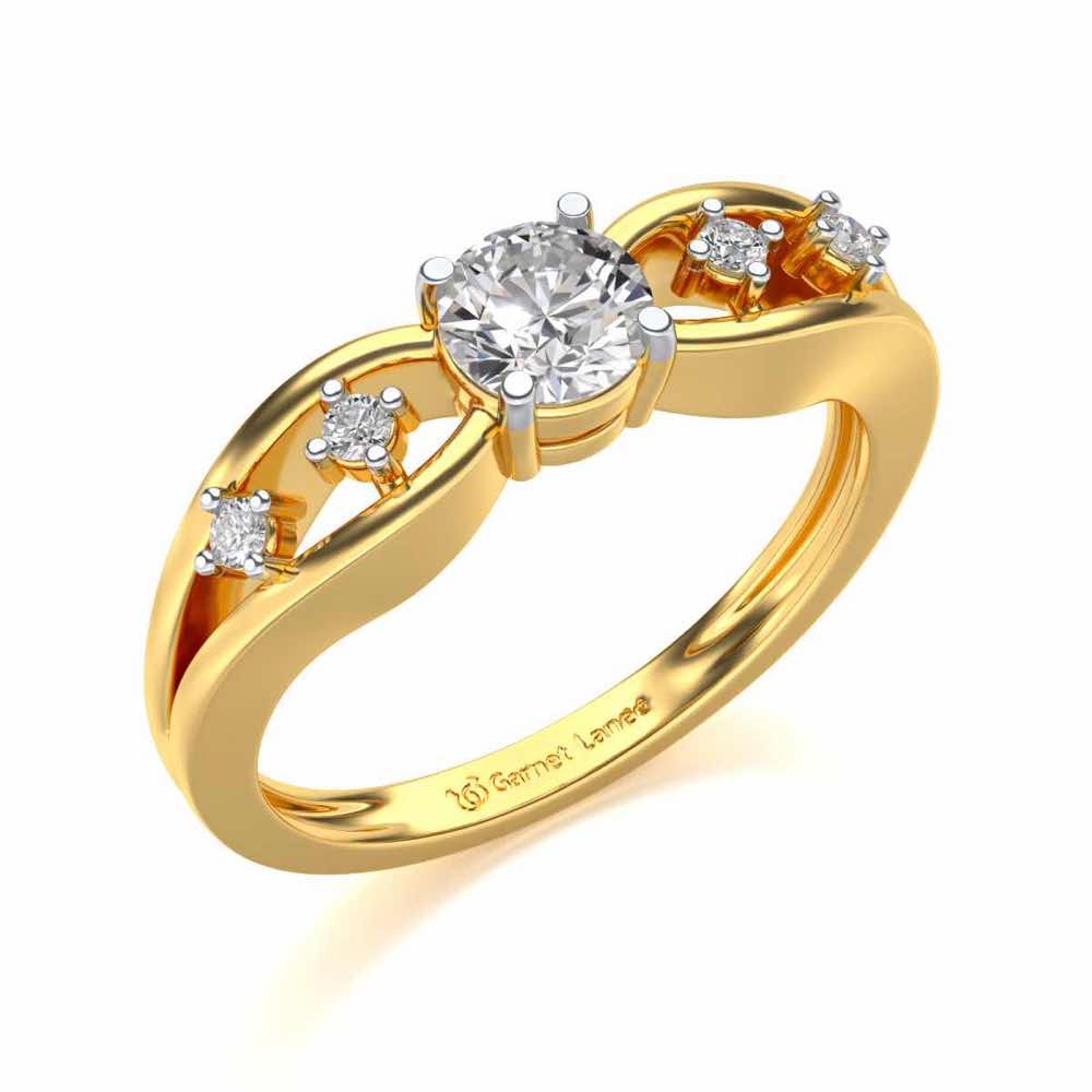 Tsaritsa Solitaire Silver Ring - Yellow Gold - Image 1