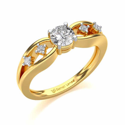 Tsaritsa Solitaire Silver Ring - Yellow Gold - Image 1