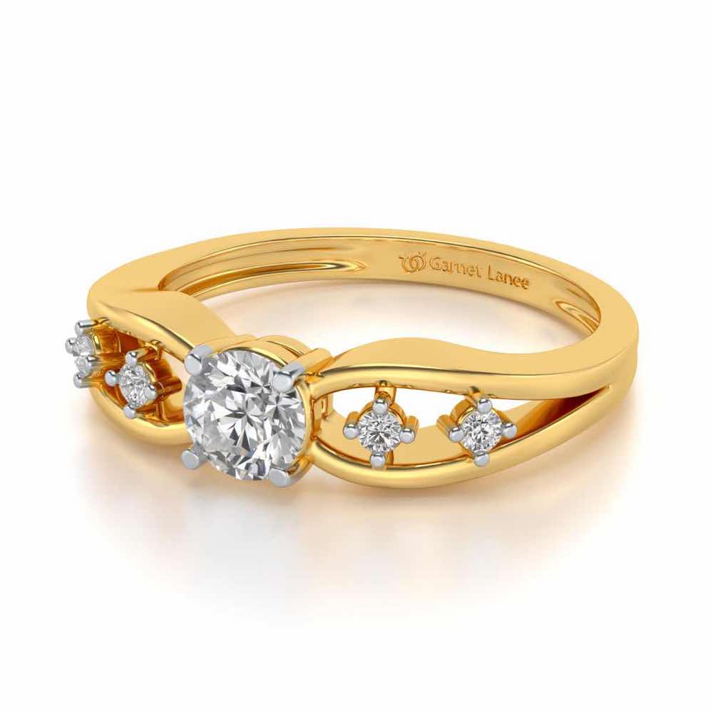 Tsaritsa Solitaire Silver Ring - Yellow Gold - Image 2