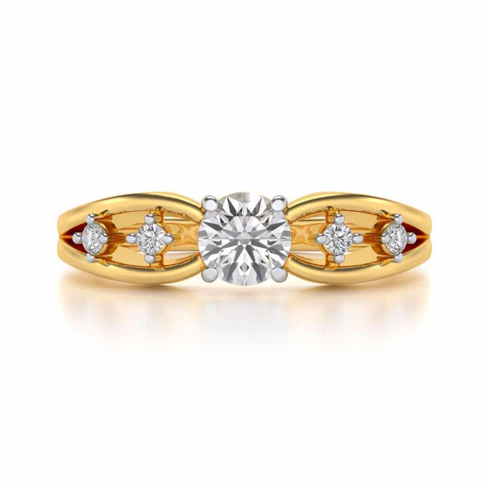 Tsaritsa Solitaire Silver Ring - Yellow Gold - Image 4