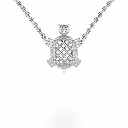 Turtle Silver Pendant - White Gold - Image 1