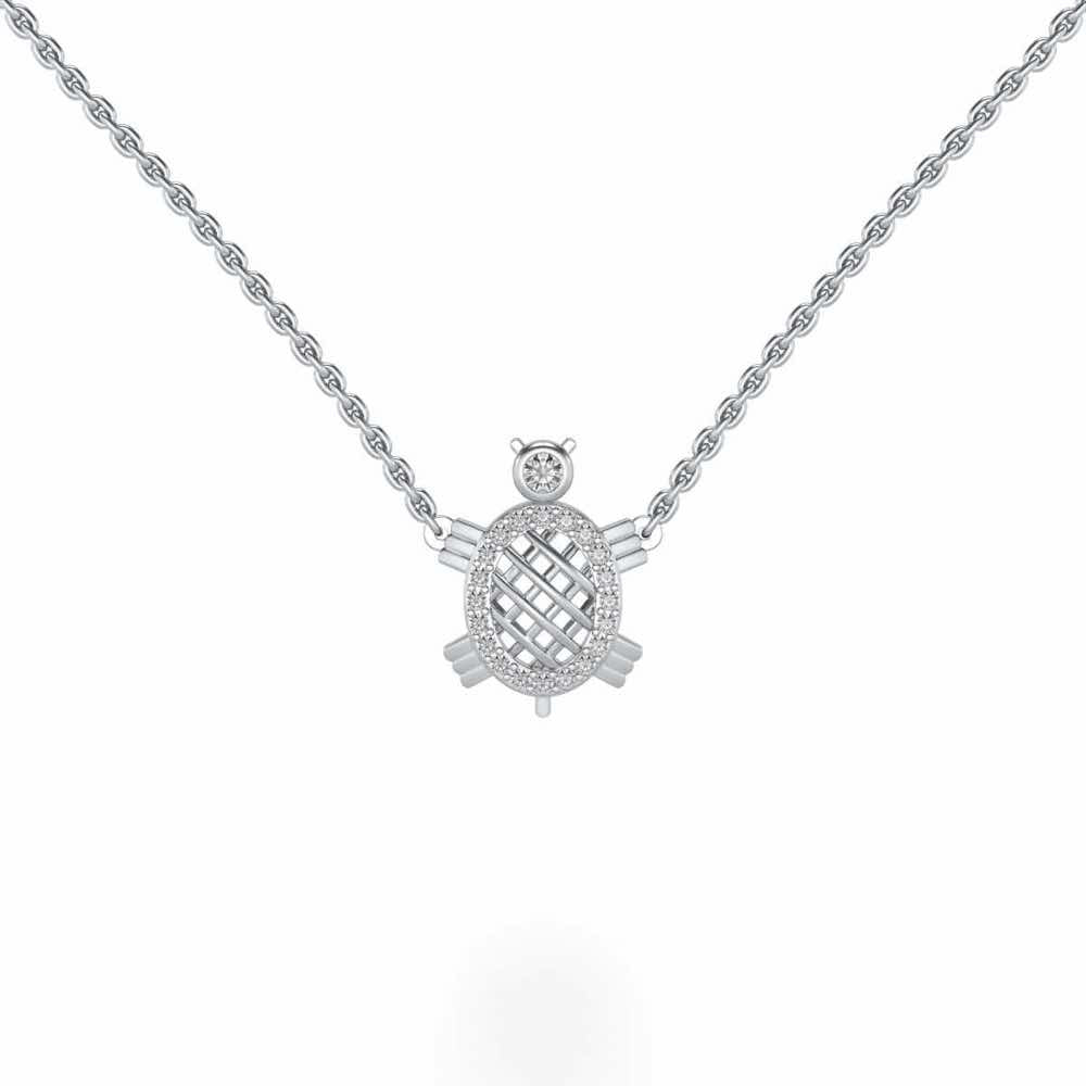 Turtle Silver Pendant - White Gold - Image 2
