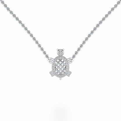 Turtle Silver Pendant - White Gold - Image 2