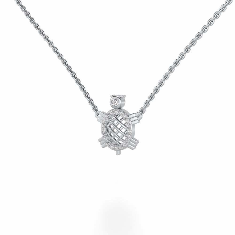 Turtle Silver Pendant - White Gold - Image 3