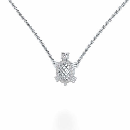 Turtle Silver Pendant - White Gold - Image 3