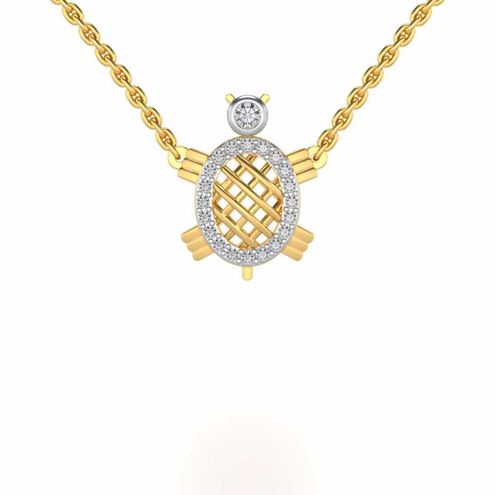 Turtle Silver Pendant - Yellow Gold - Image 1