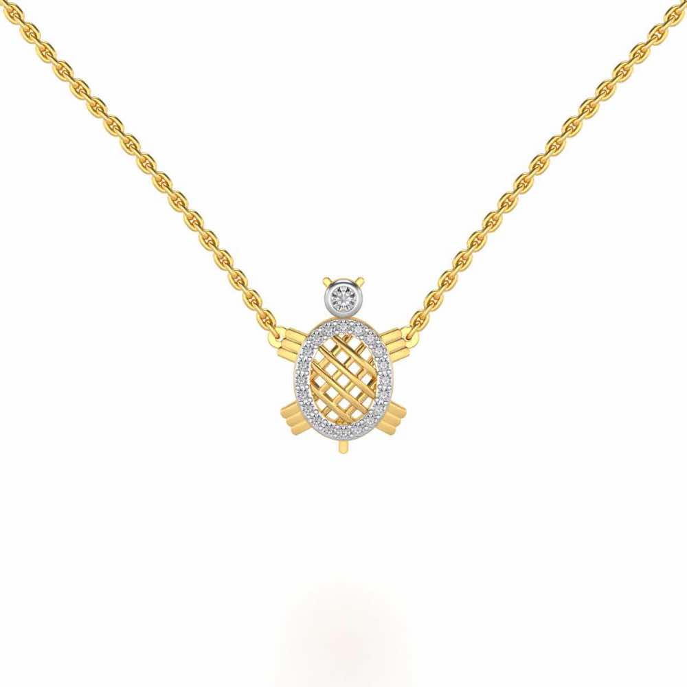 Turtle Silver Pendant - Yellow Gold - Image 2