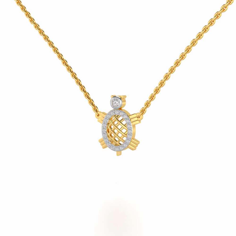 Turtle Silver Pendant - Yellow Gold - Image 3
