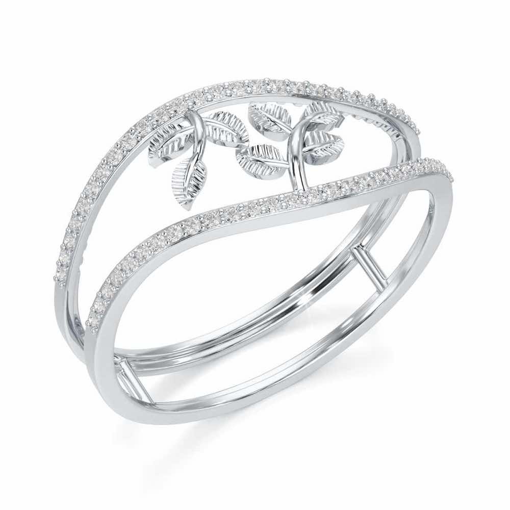 Twig Charm Silver Ring - White Gold - Image 1