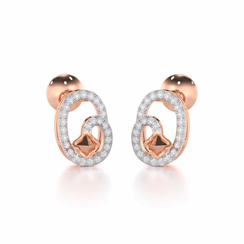 Pure Celestia Silver Stud Earrings - Rose Gold - Image 2