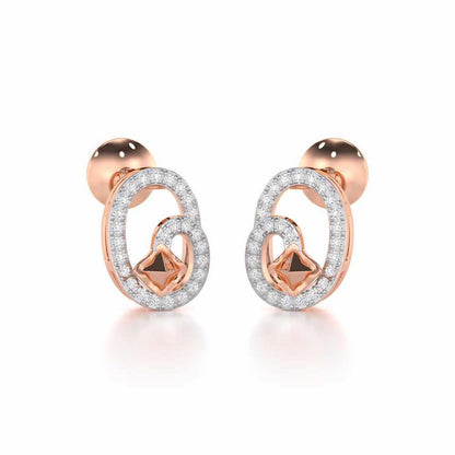 Pure Celestia Silver Stud Earrings - Rose Gold - Image 2