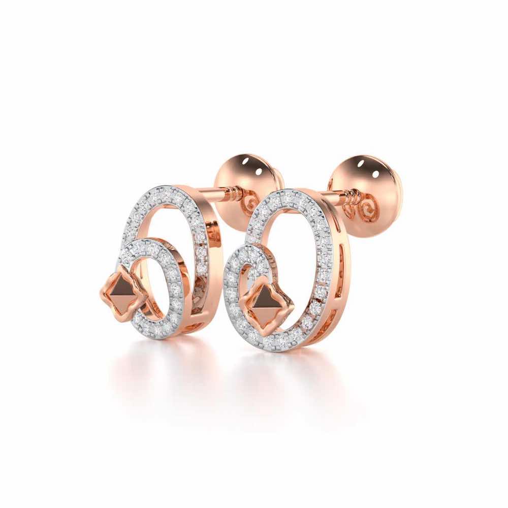 Pure Celestia Silver Stud Earrings - Rose Gold - Image 3