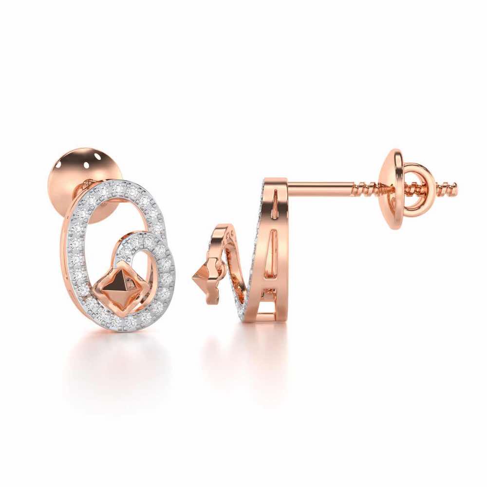 Pure Celestia Silver Stud Earrings - Rose Gold - Image 4