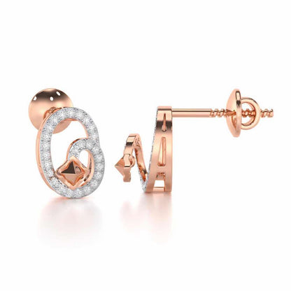 Pure Celestia Silver Stud Earrings - Rose Gold - Image 4