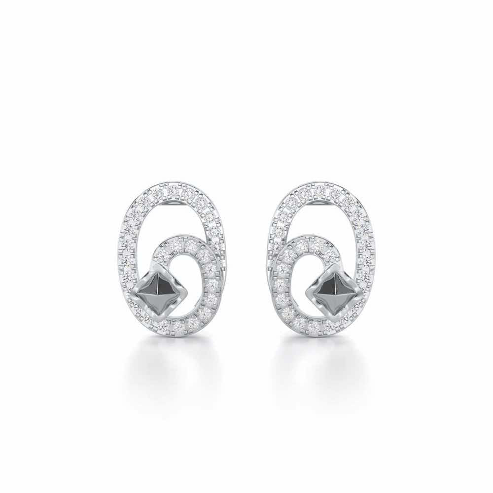Pure Celestia Silver Stud Earrings - White Gold - Image 1