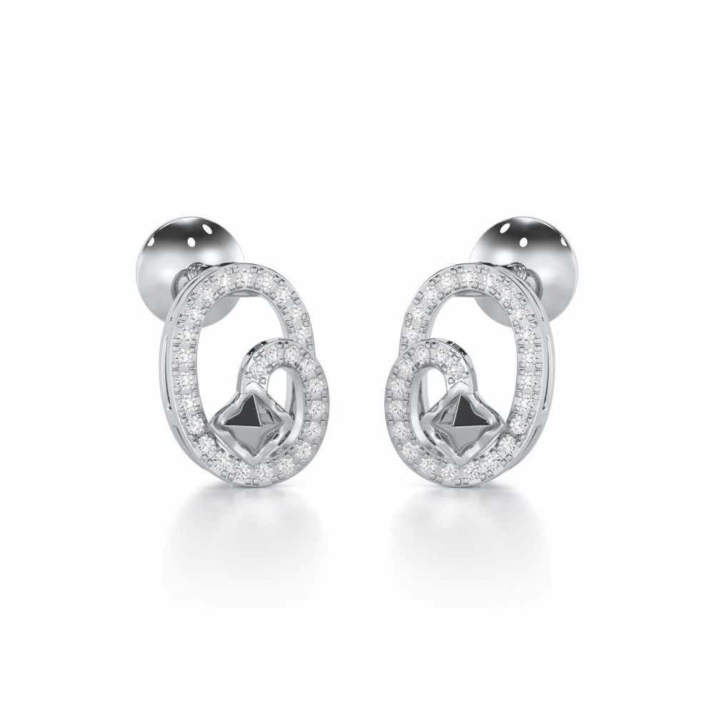 Pure Celestia Silver Stud Earrings - White Gold - Image 2