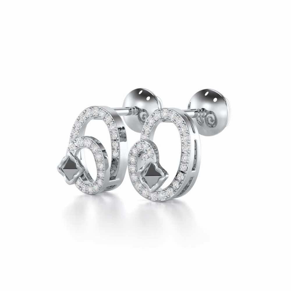 Pure Celestia Silver Stud Earrings - White Gold - Image 3