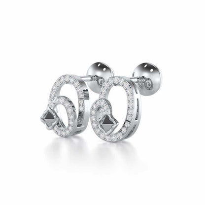 Pure Celestia Silver Stud Earrings - White Gold - Image 3