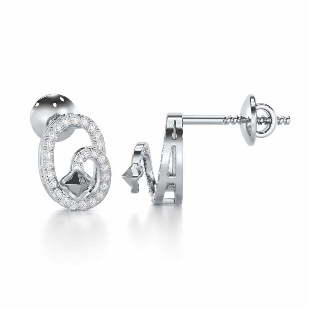 Pure Celestia Silver Stud Earrings - White Gold - Image 4