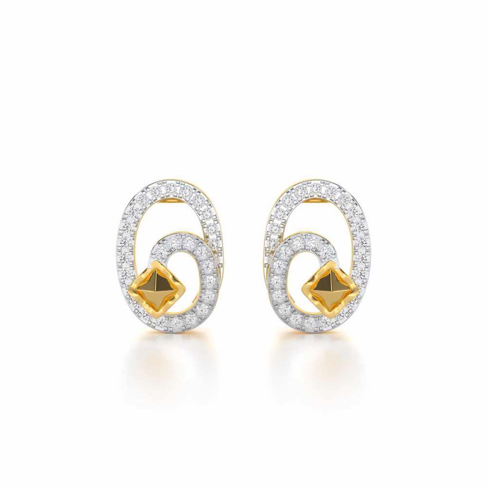 Pure Celestia Silver Stud Earrings - Yellow Gold - Image 1