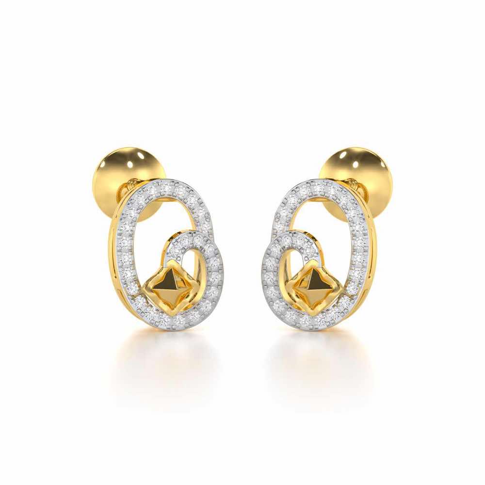 Pure Celestia Silver Stud Earrings - Yellow Gold - Image 2