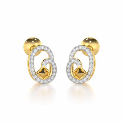 Pure Celestia Silver Stud Earrings - Yellow Gold - Image 2