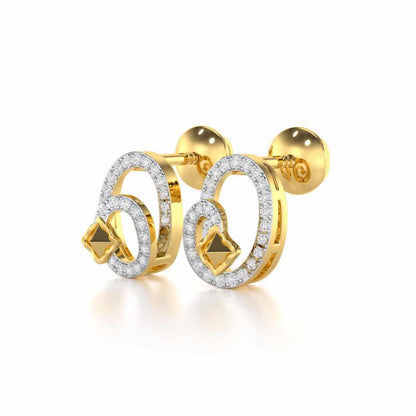 Pure Celestia Silver Stud Earrings - Yellow Gold - Image 3