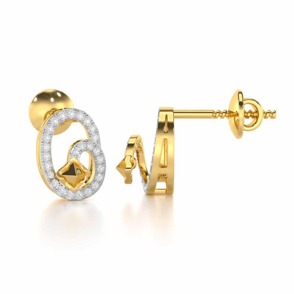 Pure Celestia Silver Stud Earrings - Yellow Gold - Image 4
