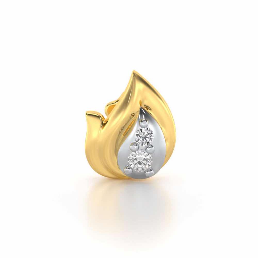 Twin Blaze Silver Nosepin - Yellow Gold - Image 1