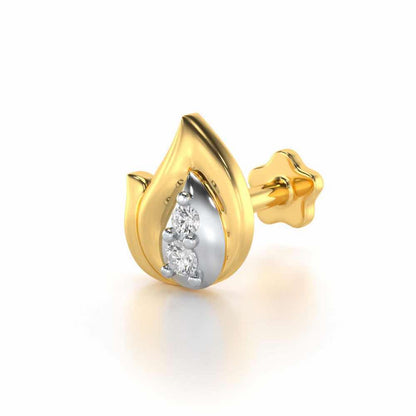 Twin Blaze Silver Nosepin - Yellow Gold - Image 2