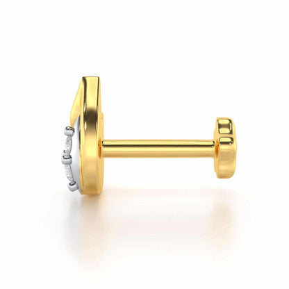 Twin Blaze Silver Nosepin - Yellow Gold - Image 3