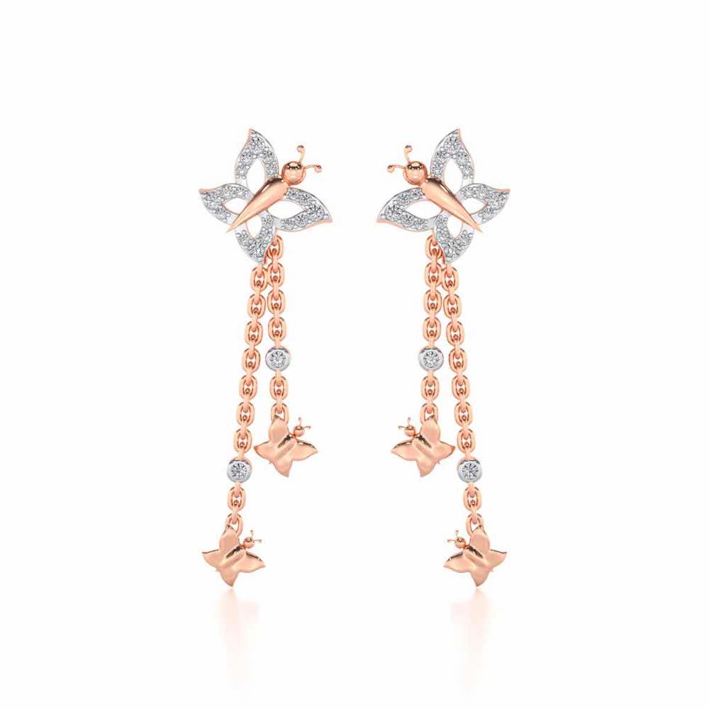 Twin Butterfly Silver Earrings - Rose Gold - Image 1