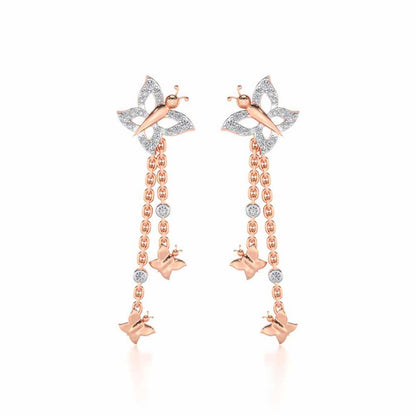 Twin Butterfly Silver Earrings - Rose Gold - Image 1