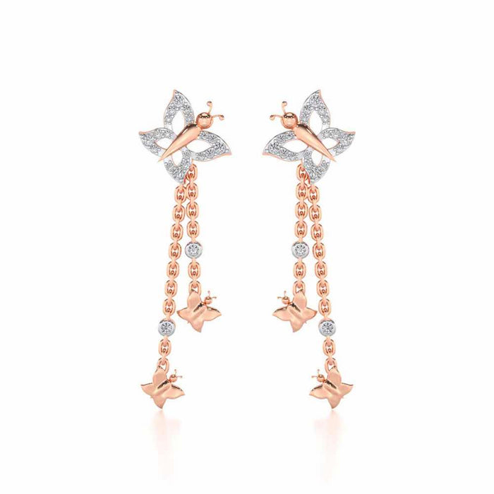 Twin Butterfly Silver Earrings - Rose Gold - Image 1