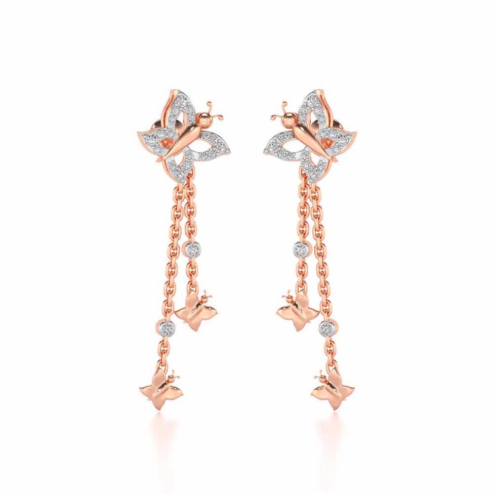 Twin Butterfly Silver Earrings - Rose Gold - Image 2