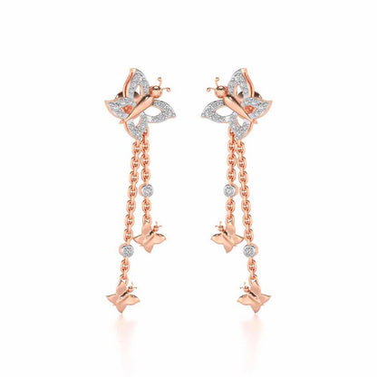 Twin Butterfly Silver Earrings - Rose Gold - Image 2