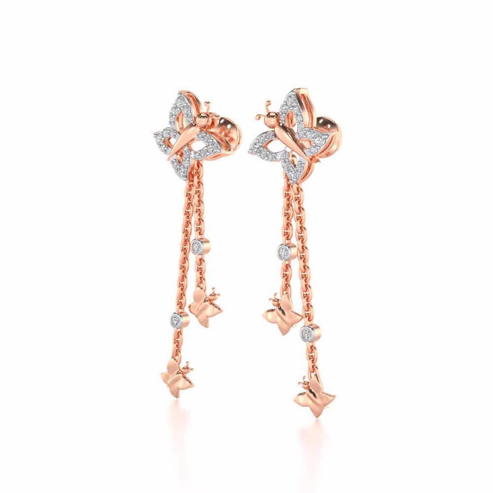 Twin Butterfly Silver Earrings - Rose Gold - Image 3