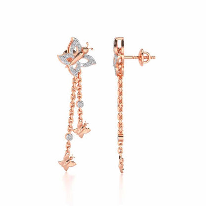 Twin Butterfly Silver Earrings - Rose Gold - Image 4