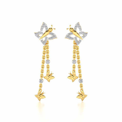 Twin Butterfly Silver Earrings - Yellow Gold - Image 1